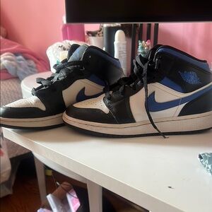 Jordan Black and Blue High-Top Sneakers